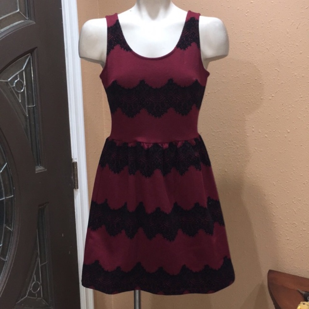 Black and burgundy dress